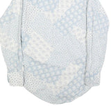 HATHAWAY Mens Blue & White Patterned Shirt S Cotton Blend Long Sleeve Button