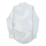 HATHAWAY Mens Blue & White Patterned Shirt S Cotton Blend Long Sleeve Button