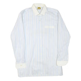 M CLUB Mens White & Blue Striped Cotton Blend Shirt M Long Sleeve Button Collar