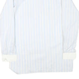 M CLUB Mens White & Blue Striped Cotton Blend Shirt M Long Sleeve Button Collar