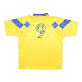 UMBRO Mens Yellow & Blue Football Shirt XL Short Sleeve Polo Collar Sports 9