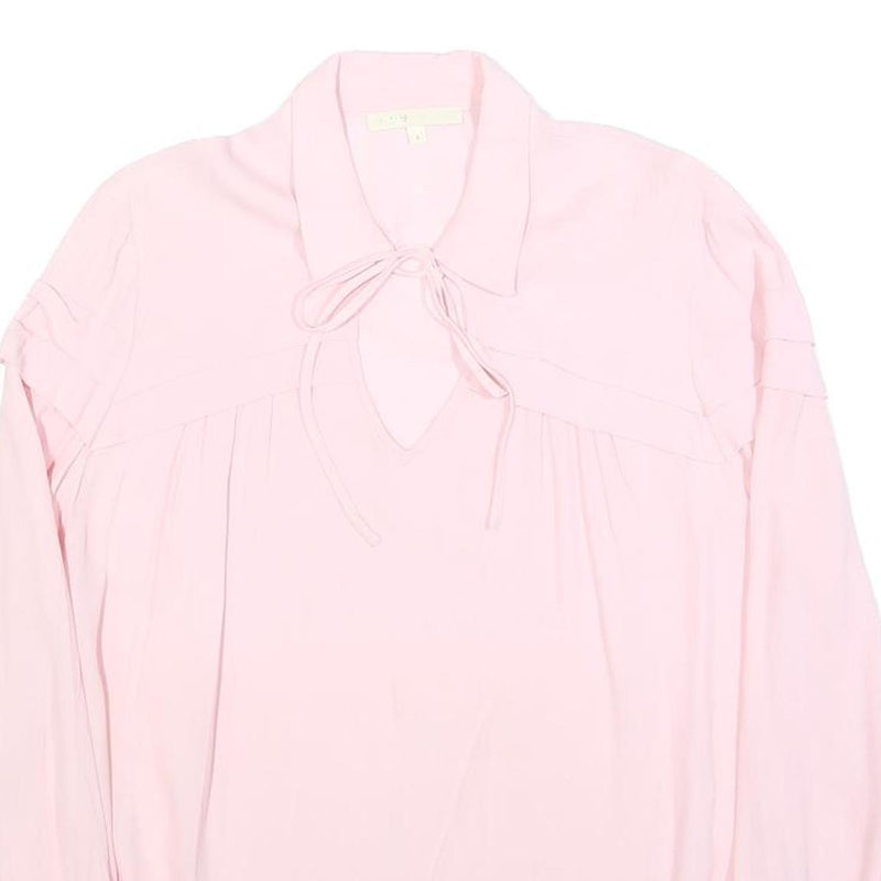 MAJE Womens Pink Shirt Long Sleeve Button Neck S Lightweight Elegant