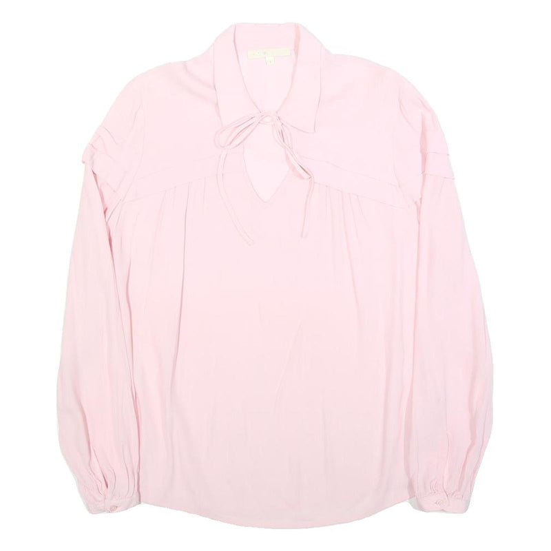 MAJE Womens Pink Shirt Long Sleeve Button Neck S Lightweight Elegant