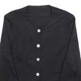 EXTRAVERT Womens Black Button Wool Blend Jacket M Plain Classic Fit Button