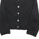 EXTRAVERT Womens Black Button Wool Blend Jacket M Plain Classic Fit Button