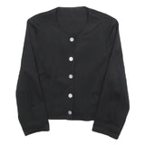 EXTRAVERT Womens Black Button Wool Blend Jacket M Plain Classic Fit Button