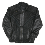 MAGGIE LAWRENCE Mens Black Leather Zip Jacket M Woven Textured Pattern Stylish