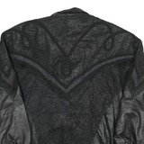 MAGGIE LAWRENCE Mens Black Leather Zip Jacket M Woven Textured Pattern Stylish