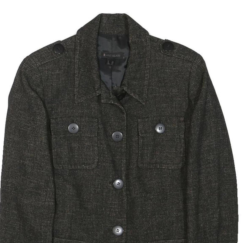 SAINT HILARE Womens Grey Classic Jacket XS Polyester Blend Button Plain Stylish