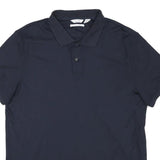 CALVIN KLEIN Mens Navy Plain Short Sleeve Polo Shirt L Classic Cotton Blend