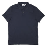 CALVIN KLEIN Mens Navy Plain Short Sleeve Polo Shirt L Classic Cotton Blend