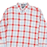 TOMMY HILFIGER Mens Red & Light Blue Check Shirt XL Button-Down Collar Long