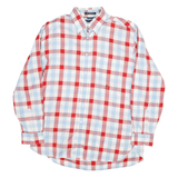TOMMY HILFIGER Mens Red & Light Blue Check Shirt XL Button-Down Collar Long