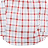 TOMMY HILFIGER Mens Red & Light Blue Check Shirt XL Button-Down Collar Long