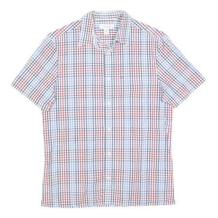 CALVIN KLEIN Mens Blue & Red Check Short Sleeve Shirt S Cotton Casual Summer