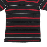 NAUTICA Mens Black & Red Striped Polo Shirt M Cotton Blend Casual Short Sleeve
