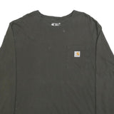 CARHARTT Mens Black Long Sleeve Crew Neck Pocket Logo L Cotton Blend T-Shirt