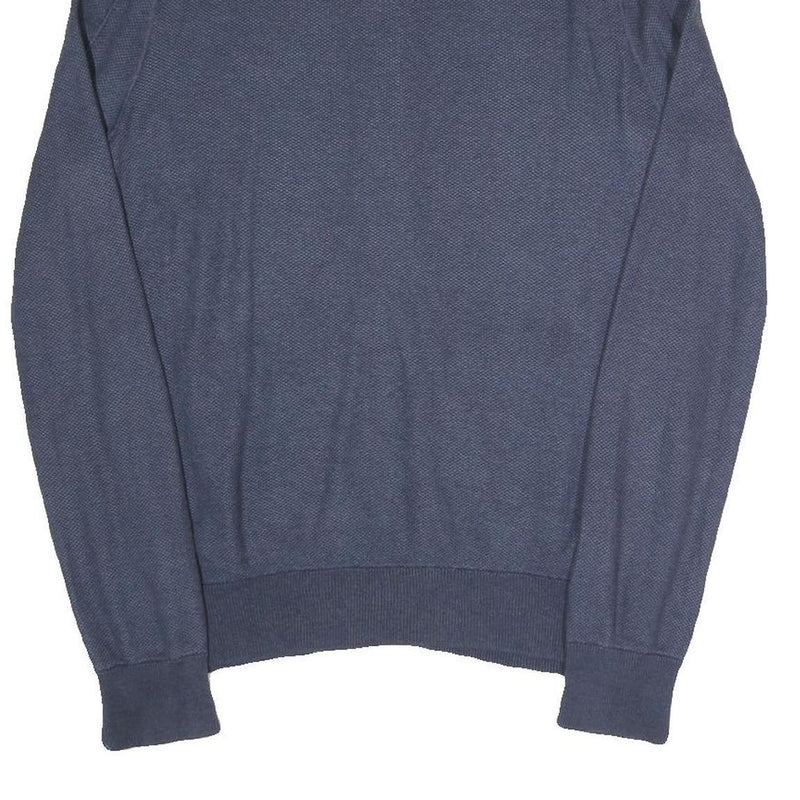 POLO RALPH LAUREN Mens Blue Plain Full Zip Plain Crew Knit S Jumper Cotton Blend