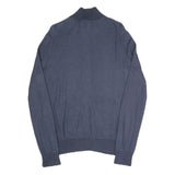 POLO RALPH LAUREN Mens Blue Plain Full Zip Plain Crew Knit S Jumper Cotton Blend