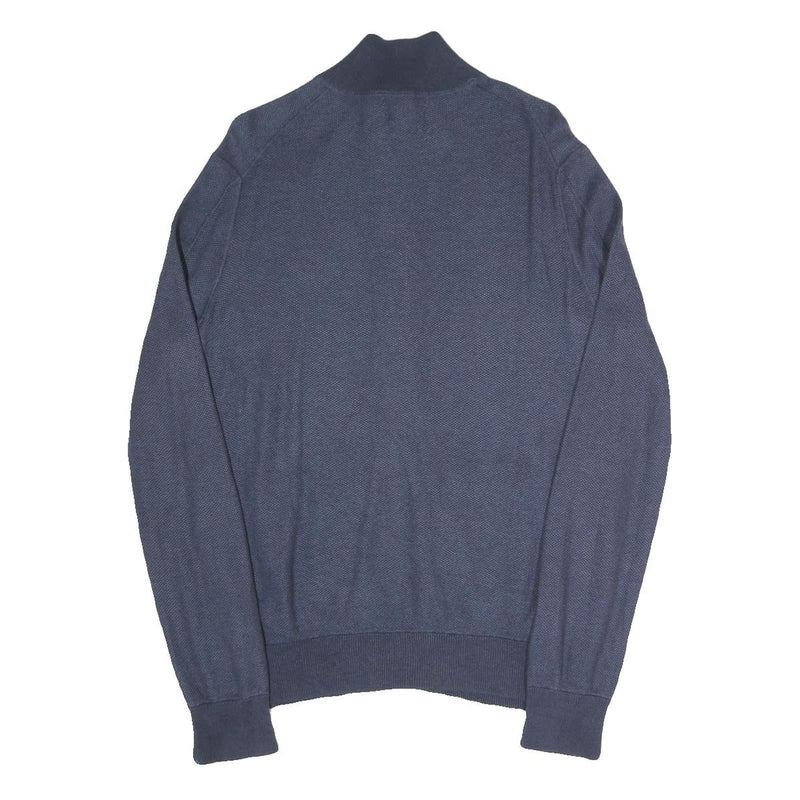 POLO RALPH LAUREN Mens Blue Plain Full Zip Plain Crew Knit S Jumper Cotton Blend