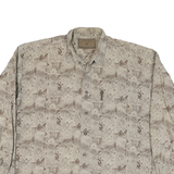 NORTH RIVER Mens Beige Brown Wildlife Print Cotton Blend Shirt L Casual Long