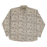 NORTH RIVER Mens Beige Brown Wildlife Print Cotton Blend Shirt L Casual Long