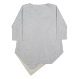 MAX MARA Womens Grey Cotton Blend Oversized Top 3/4 Sleeve V-Neck Asymmetric Hem