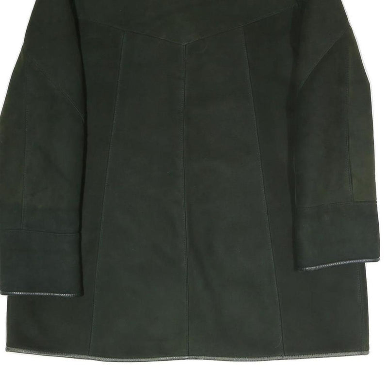 Womens Black Faux Shearling Button Jacket L Polyester Blend Plain Warm Winter