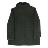 Womens Black Faux Shearling Button Jacket L Polyester Blend Plain Warm Winter