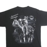 Mens Black Graphic T-Shirt M Short Sleeve Crew Neck Cotton Heritage Print