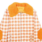 NILSEC Womens Orange & White Check Zip Jacket S Polyester Blend Stylish Padded