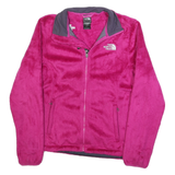 THE NORTH FACE Womens Pink & Grey Fleece Jacket S Polyester Zip Outdoor Warm