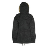 LEVI'S Womens Black Cotton Hooded Jacket M Zip Casual Winter Outerwear