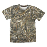 RUSSELL OUTDOOR Mens Green Brown Camouflage T-Shirt S Short Sleeve Crew Neck