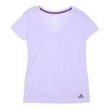 ADIDAS Womens Lilac XS V-Neck Polyester Blend T-Shirt Short Sleeve Sport Casual