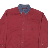 REGATTA Mens Red Shirt M Casual Denim Collar Button Long Sleeve Cotton Blend