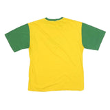 PIERIM Mens Yellow & Green Brasil Graphic T-Shirt L Short Sleeve Crew Neck