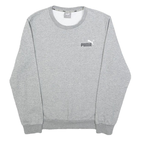 PUMA Mens Grey Crew Neck S Cotton Blend Sweatshirt Logo Casual Top