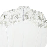 BUROGARO Mens White & Grey Cycling Graphic Half Zip 2XL Polyester Sweatshirt