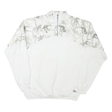 BUROGARO Mens White & Grey Cycling Graphic Half Zip 2XL Polyester Sweatshirt