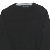 NAUTICA Mens Black Plain Cotton Jumper Crew Neck Basic Knit L Comfortable Casual