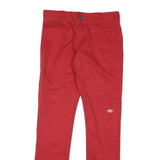 DICKIES Mens Cotton Blend Red Slim Straight Trousers W28 L32 Workwear Zip
