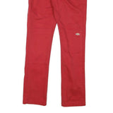 DICKIES Mens Cotton Blend Red Slim Straight Trousers W28 L32 Workwear Zip