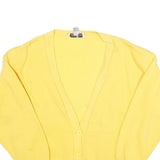 NAOMI BEE Womens Yellow Plain Pullover Jumper V-Neck Basic Knit S Lightweight