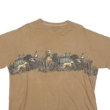 CLEARWATER Mens Beige Hunting Scene Graphic T-Shirt L Short Sleeve Crew Neck