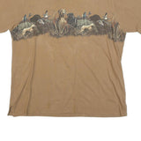 CLEARWATER Mens Beige Hunting Scene Graphic T-Shirt L Short Sleeve Crew Neck