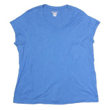 CHAMPION Womens Blue XL Short Sleeve V-Neck Cotton T-Shirt Casual Basic
