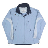 COLUMBIA Womens Blue & White Outdoor Jacket XL Polyester Blend Zip Plain