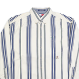 TOMMY HILFIGER Mens White & Blue Striped Shirt XL Button Down Cotton Blend
