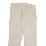 CARHARTT Mens Relaxed Beige Cotton Blend Zip Trousers W38 L32 Casual Workwear